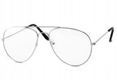 Męskie Okulary Zerówki PILOTKI AVIATOR Srebrne