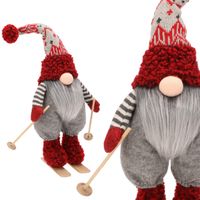 skrzat świąteczny krasnal gnom 40 cm mikołaj duży biały na nartach jumihome