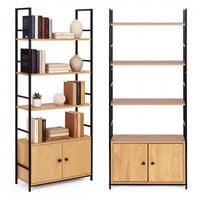 REGAŁ LOFTOWY INDUSTRIALNY Z ZAMYKANĄ SZAFKĄ 4 PÓŁKI MATERIAŁ MDF