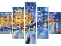 105CM 150CM OBRAZ 5 ELEM WENECJA NOCĄ DRUK