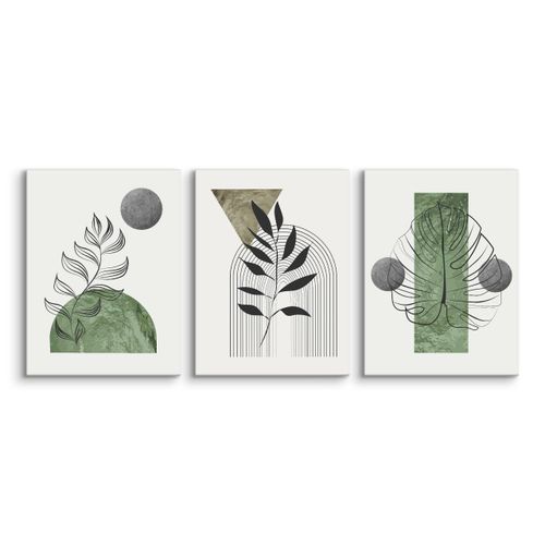 Obrazy Ścienne Do Salonu Set Liście Tropikalne Abstrakcja Boho 90cm x 40cm na Arena.pl