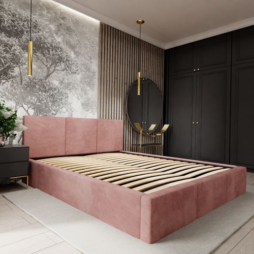 ŁÓŻKO TAPICEROWANE 180x200 ŁÓŻKO PODWÓJNE Z POJEMNIKIEM BRUDNY RÓŻ na Arena.pl