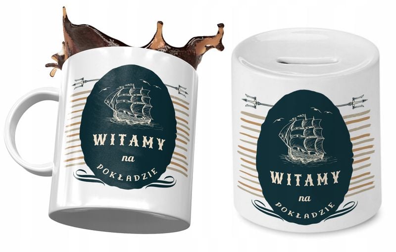 Powitanie W Pracy Zestaw Kubek + Skarbonka Prezent Z Nadrukiem Ze Zdjęciem zdjęcie 1