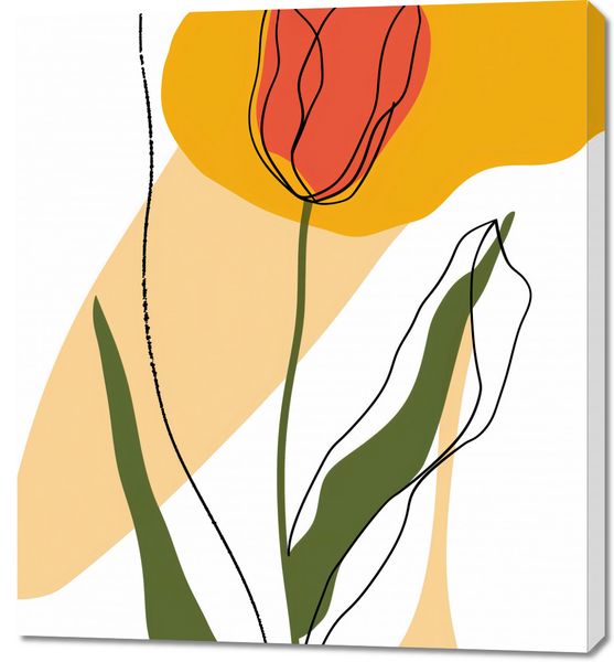 Obraz 90x100cm Przerysowany Tulipan zdjęcie 1