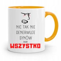 Kubek Żółty Prezent Dla Syna Wszystko Denerwuje Z Nadrukiem Ze Zdjęciem