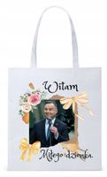 Prezydent Andrzej Duda Torba Eco Biała Shopper Z Nadrukiem Ze Zdjęciem