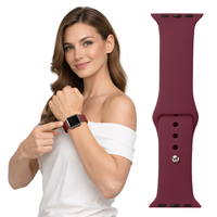Pasek do Apple Watch 38 40 41 42 (s10) silikonowy opaska bransoleta bordowy