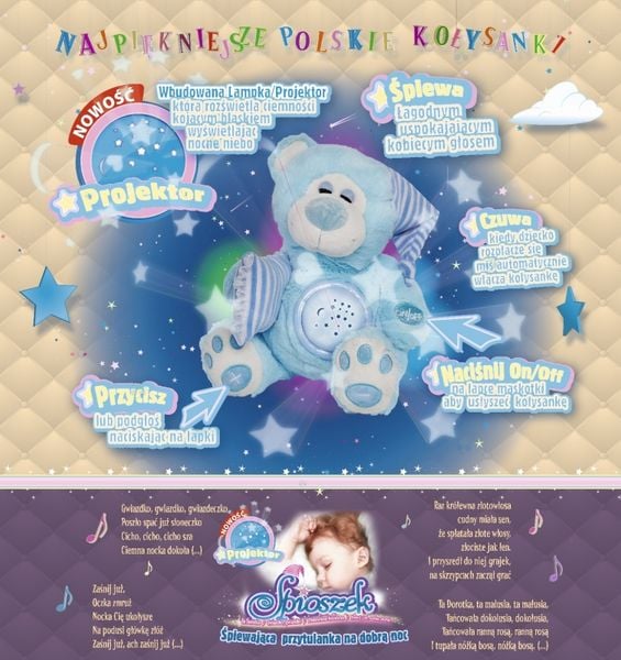 MIŚ ŚPIOSZEK Z PROJEKTOREM BEŻOWY ŚPIEWA KOŁYSANKI ŚLICZNY zdjęcie 8