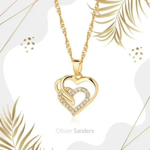 ZŁOTY NASZYJNIK DAMSKI SERCE Z CYRKONIAMI ŁAŃCUSZEK ZAWIESZKA 585 na Arena.pl