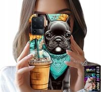 ETUI DO OPPO F19 PRO - BULDOG COFFI LOVE, SŁONECZNIKI, PSI CASE