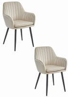 Eleganckie krzesło LUGO aksamit beżowy 2 szt. do jadalni