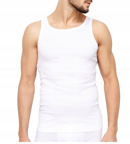 PODKOSZULKA KOSZULKA MĘSKA 100 % BAWEŁNA PRĄŻKOWANA BIAŁA ZESTAW 6-SZT 4XL na Arena.pl