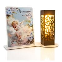 ZNICZ lampion solarny METALOWA podstawka SYNA CMENTARZ