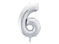 Balon foliowy cyfra 6 srebrny 86 cm