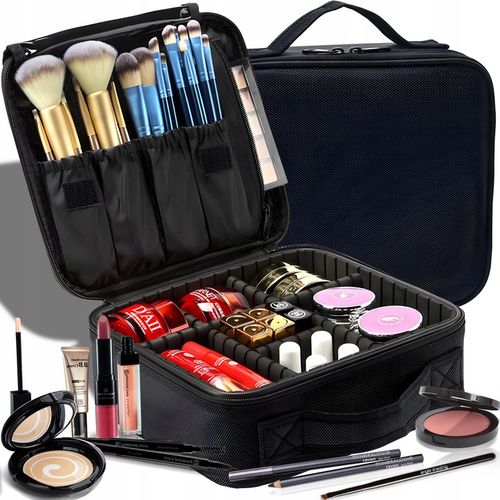 KOSMETYCZKA ORGANIZER KUFEREK NA KOSMETYKI DUŻA TORBA PODRÓŻNA CZARNA na Arena.pl