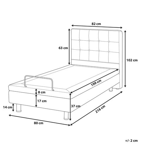 Łóżko regulowane tapicerowane 80 x 200 cm szare DUKE na Arena.pl