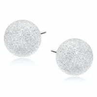 Eleganckie rodowane kolczyki kule 8 mm ze srebra 925, szronione