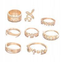 Złoty ZESTAW PIERŚCIONKÓW RETRO PUNK BOHO 06