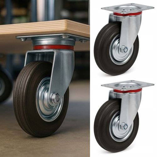 KÓŁKA OBROTOWE 75mm 200kg KOŁA METALOWO GUMOWE ZESTAW JEZDNY WÓZKÓW na Arena.pl