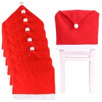 ŚWIĄTECZNE POKROWCE NA KRZESŁA CZAPKA MIKOŁAJA DEKORACJA KOMPLET 6SZT