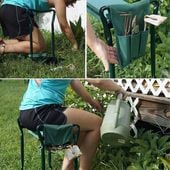 TABORET OGRODOWY KLĘCZNIK KRZESŁO DO OGRODU SKŁADANE MOCNE 2w1 + ORGANIZER