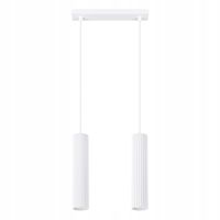 Lampa wisząca podwójna biała karbowane tuby 30 cm nad stół wyspę bar Sollux