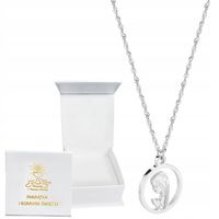 ŁAŃCUSZEK Srebrny MEDALIK Komunijny Matka Boska Komunii STAL L316 CHRZEST