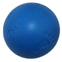 Gumowa piłka dla psa z odciskiem łap kolcami i piszczałką niebieska 5cm