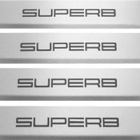 Listwa progowa SKODA SUPERB MK3 Stal nierdzewna 304 mat z czarnymi literami