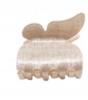 Piękna spinka klamra akrylowa średnia motyl brokatowa 4,5cm beżowy