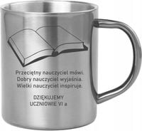 Kubek metalowy z grawerem PREZENT dla nauczyciela