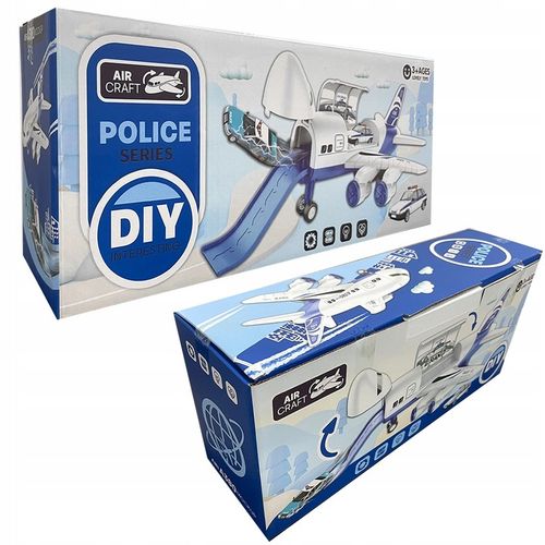 SAMOLOT Z 18 SAMOCHODAMI dla dzieci zabawki o tematyce policyjnej na Arena.pl