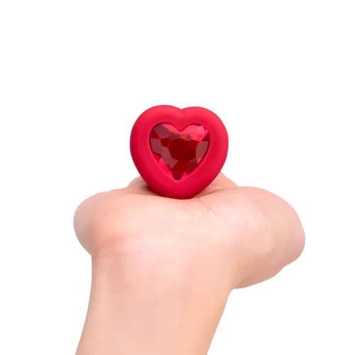 b-vibe heart plug m/l red - silikonowy model intymny z pilotem na Arena.pl