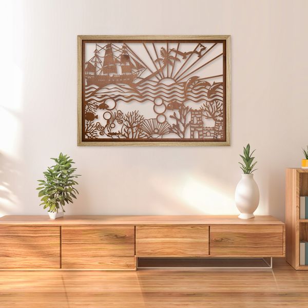 OBRAZ AŻUROWY 68x50 CM RAMA DĘBOWA zdjęcie 1