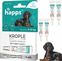 happs herbal - krople na pchły i kleszcze dla małych psów do 10kg 4szt.
