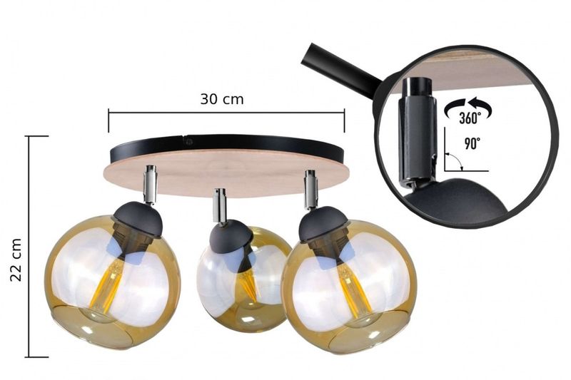 Spot 3xE27 THEA WOOD zdjęcie 3