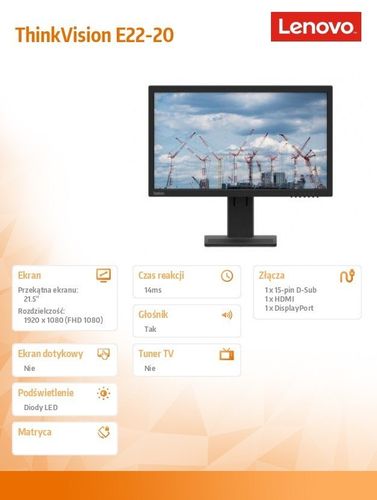 Monitor 21.5 ThinkVision E22-20 WLED LCD 62A4MAT4EU na Arena.pl