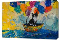 Obraz 70x50cm Kot na Łodzi