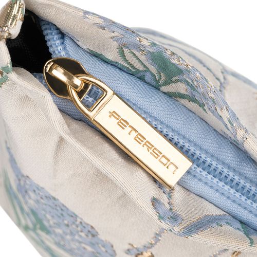 kosmetyczka z materiału syntetycznego w błękitno-beżowym kolorze zdobiona na Arena.pl