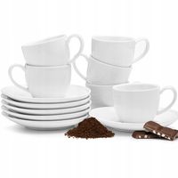 KOMPLET 6 FILIŻANEK 70 ml ZE SPODKAMI PORCELANA DO KAWY ESPRESSO