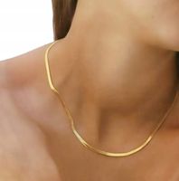 NASZYJNIK STAL CHIRURGICZNA ZŁOTA ŻMIJKA PŁASKA 41 cm + 5 cm / 3 mm