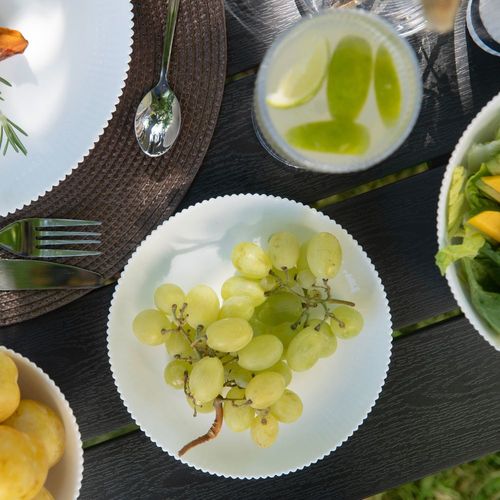 Talerz deserowy okrągły AURORA 19cm białe szkło opalowe ryflowana struktura na Arena.pl