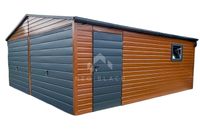 Garaż Blaszany 6x5m - 2x Bramy Uchylne Drzwi okno Rynny NB187