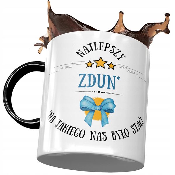 Kubek Czarny Dla Zduna Zdun Na Jakiego Nas Stać Z Nadrukiem Ze Zdjęciem zdjęcie 1