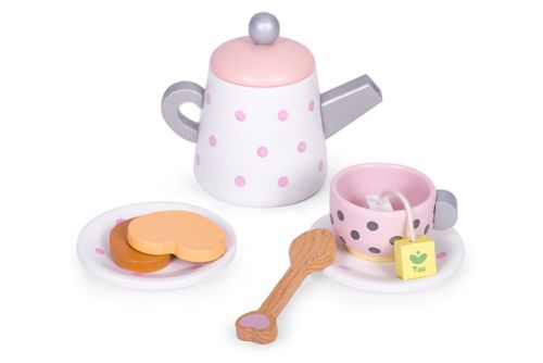 Drewniany zestaw do herbaty filiżanki czajnik 15 elementów ECOTOYS na Arena.pl