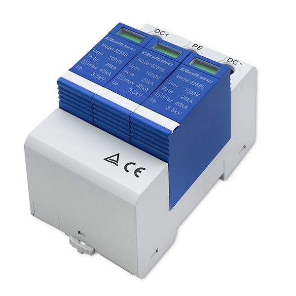 Qoltec Ogranicznik ochronnik przepięć DC 3P 1000V T2 B+C zdjęcie 5