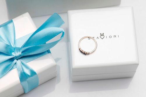 staviori | pierścionek z czarnymi diamentami w różowym złocie 14 na Arena.pl