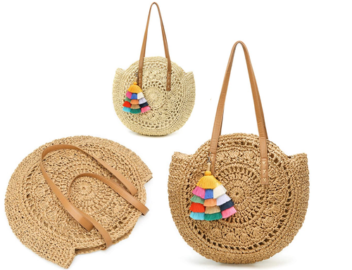 Torebka na RAMIĘ A4 PLECIONA BOHO KOSZYK + BRELOK na Arena.pl