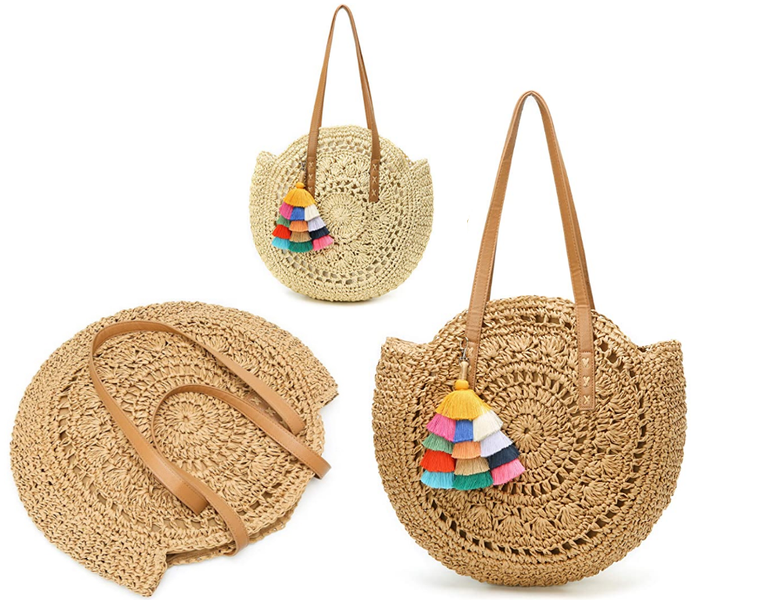 Torebka na RAMIĘ A4 PLECIONA BOHO KOSZYK + BRELOK zdjęcie 1