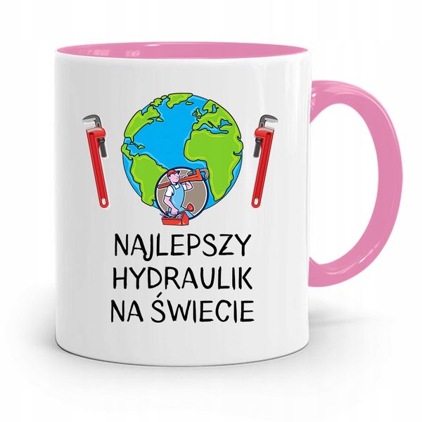 Kubek Różowy Prezent Dla Najlepszego Hydraulika Z Nadrukiem Ze Zdjęciem zdjęcie 1